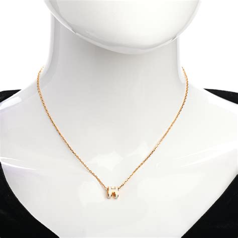 hermes pop h necklace gold|Hermes mini h pop necklace.